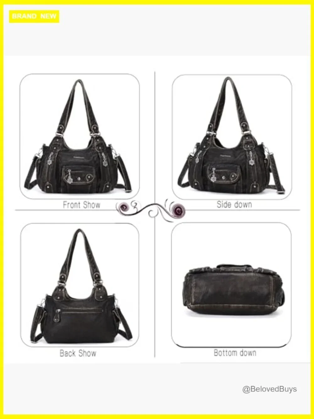 Soft PU Leather Hobo Shoulder Crossbody Bag Handbag Purse Tote